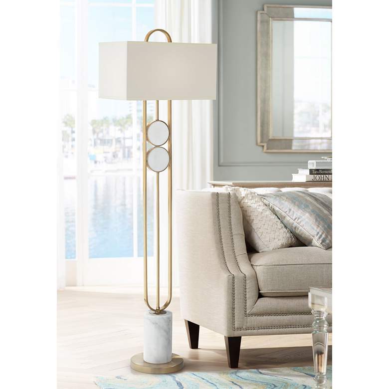 Image 1 Possini Euro Disc 68" High Gold and Marble Modern Floor Lamp