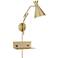 Possini Euro Diva Gold Plug-In Wall Lamp with USB-Outlet Wall Shelf