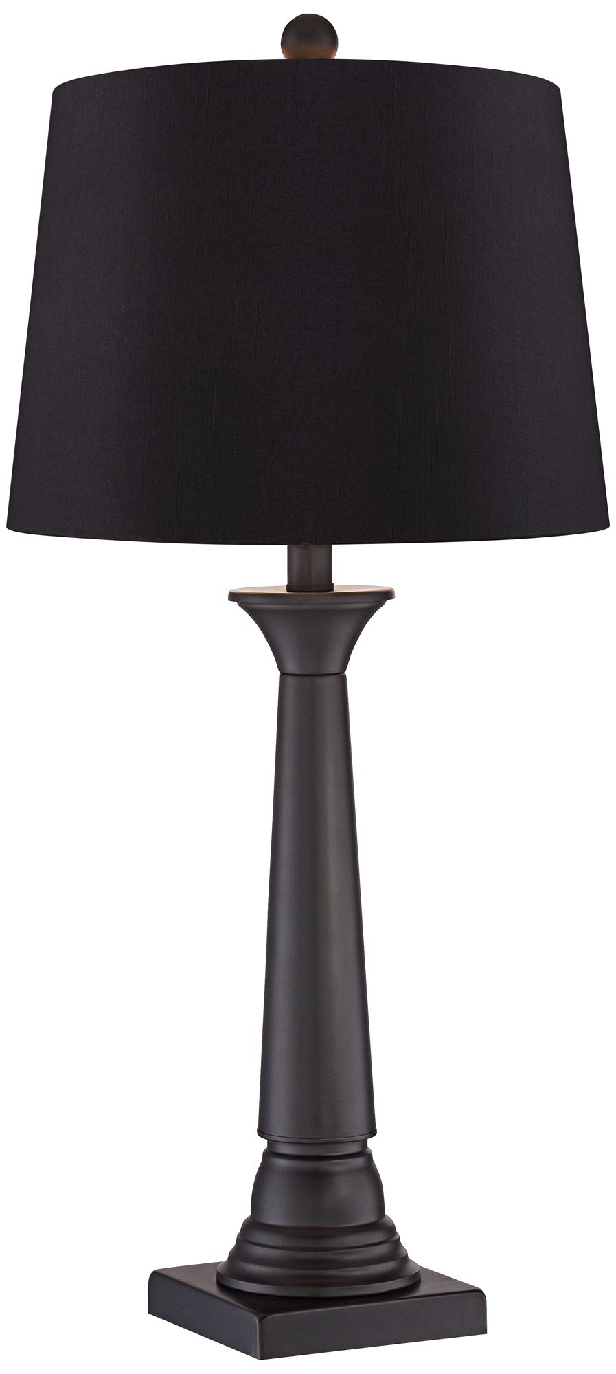 Image 4 Possini Euro Dolbey 28" Bronze Column Black Shade Table Lamps Set of 2 more views