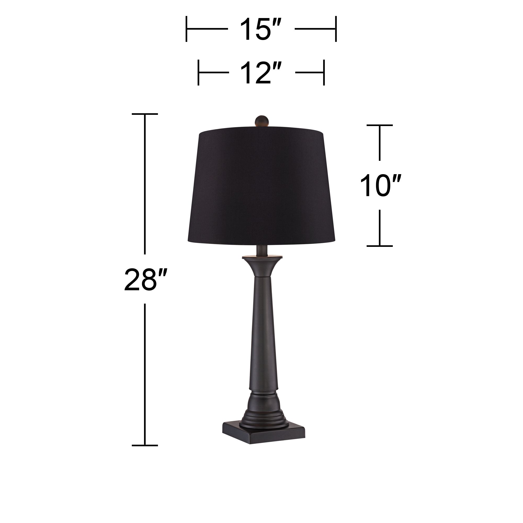 Image 5 Possini Euro Dolbey 28" Bronze Column Black Shade Table Lamps Set of 2 more views