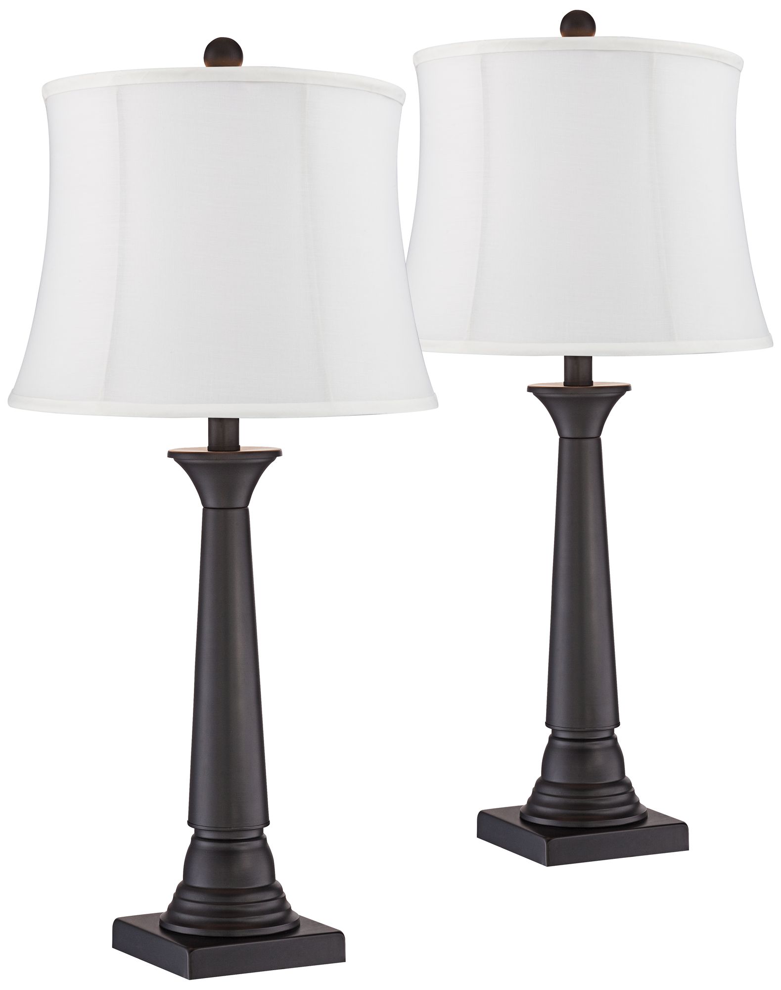 Possini Euro Dolbey 28" Bronze Column White Shade Table Lamps Set of 2