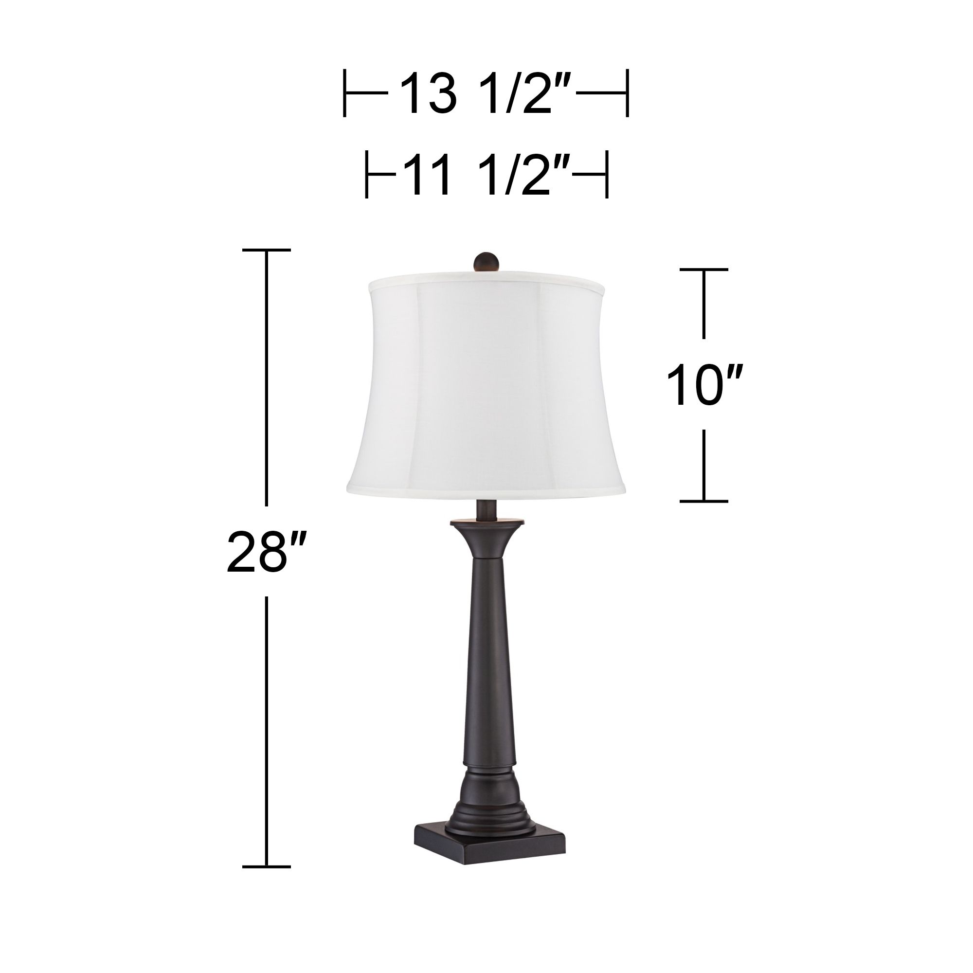 Image 5 Possini Euro Dolbey 28" Bronze Column White Shade Table Lamps Set of 2 more views