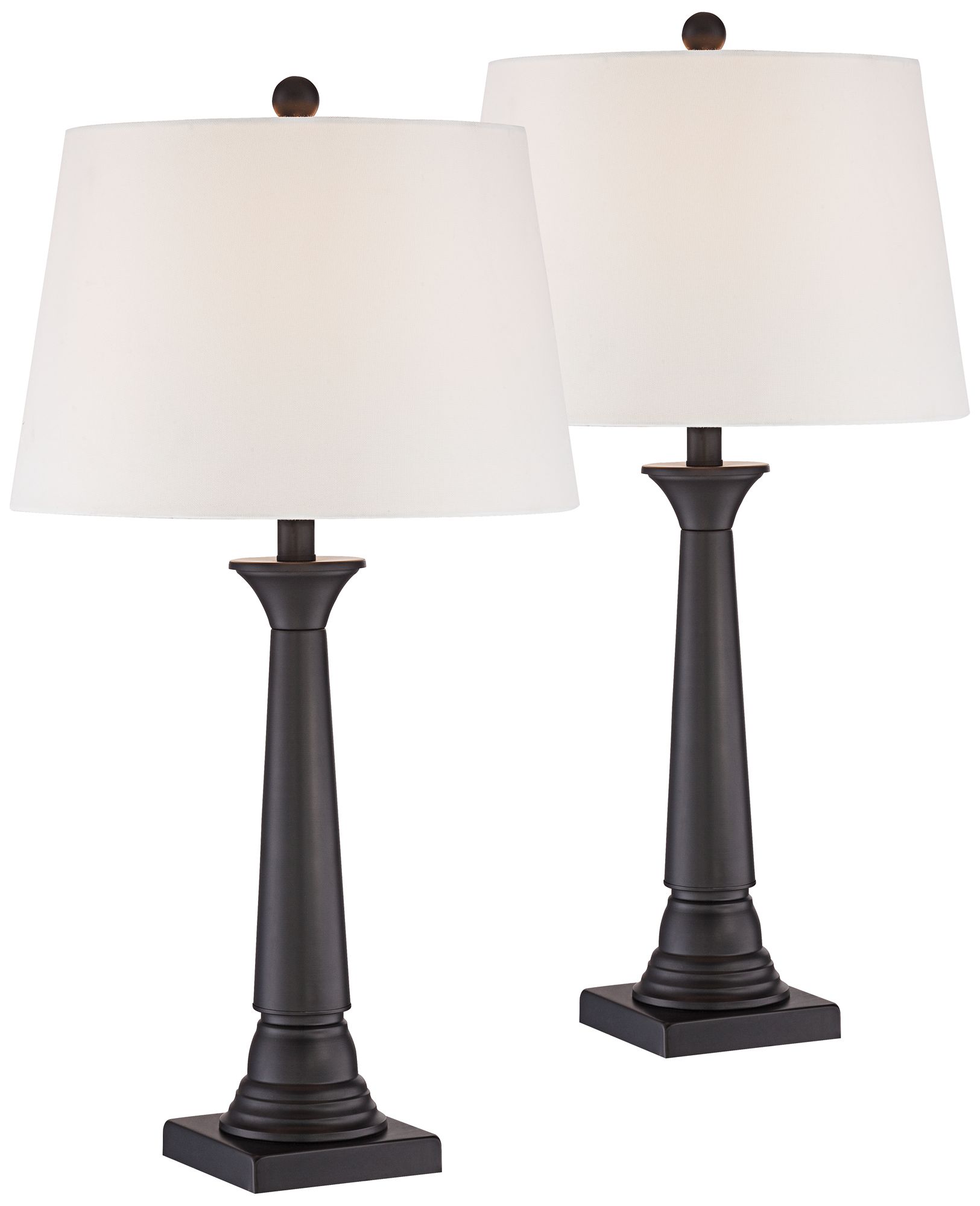 Image 3 Possini Euro Dolbey 28" High Bronze Column Lamps Set of 2 with Dimmers