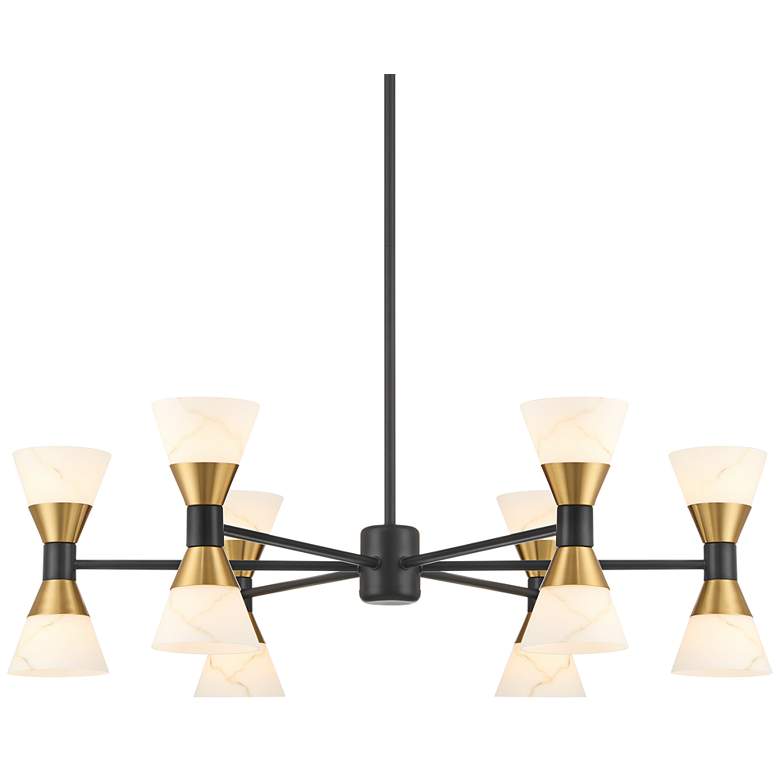 Image 2 Possini Euro Domino 32" Black and Brass 12-Light Modern Chandelier