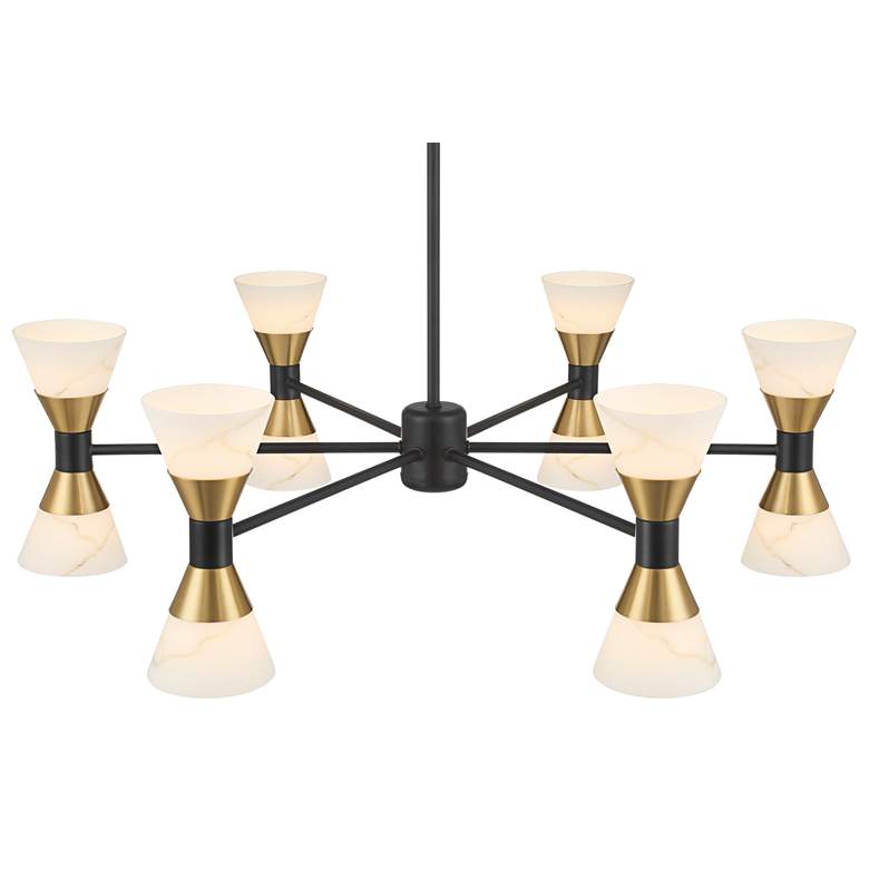 Image 4 Possini Euro Domino 32" Black and Brass 12-Light Modern Chandelier more views