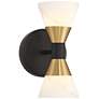 3_Possini Euro Domino 9 1/2"H Black and Brass 2-Light Wall Sconce