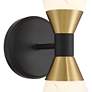 5_Possini Euro Domino 9 1/2"H Black and Brass 2-Light Wall Sconce more views