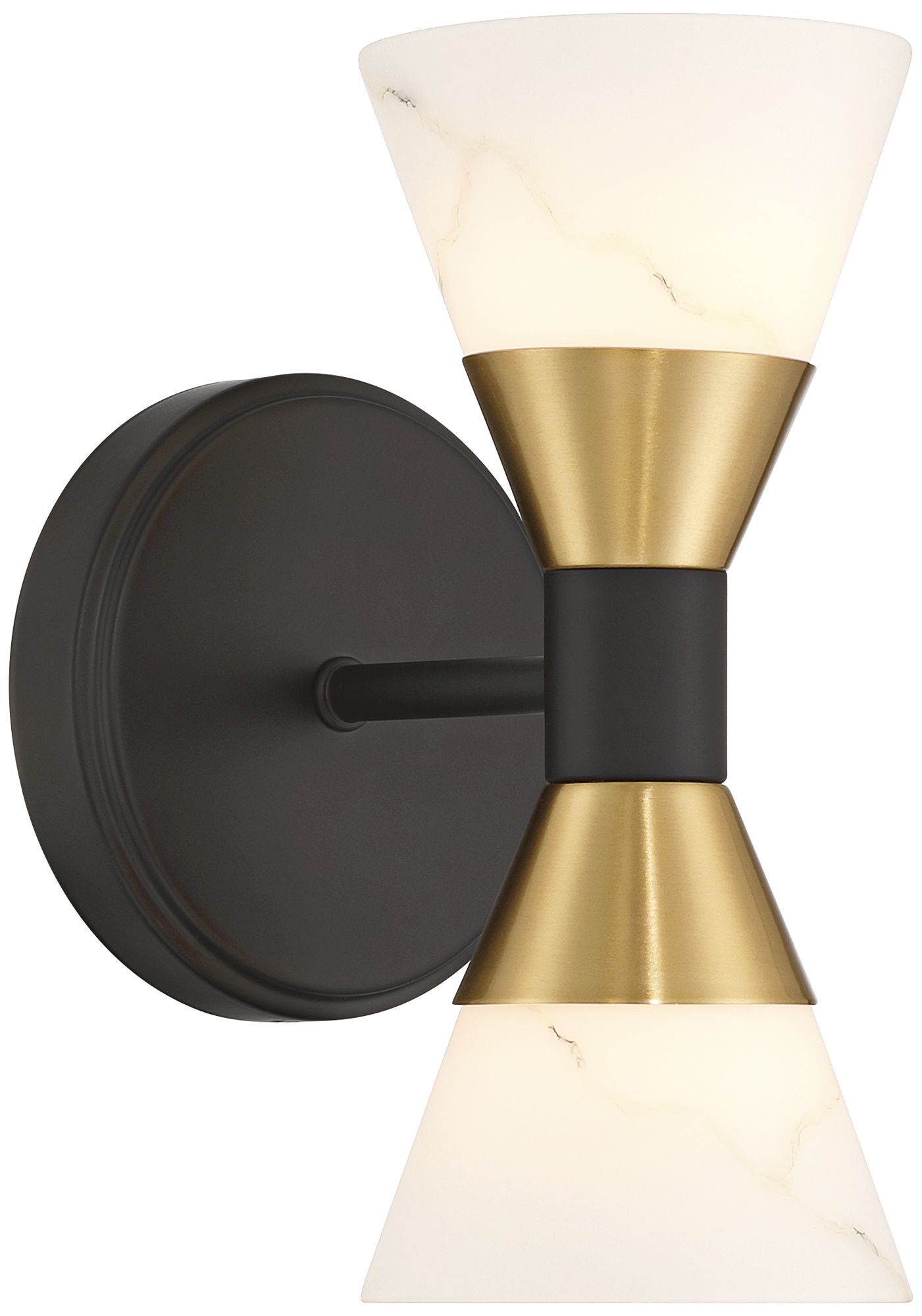 Possini Euro Domino 9 1/2"H Black Brass 2-Light Wall Sconce Set of 2