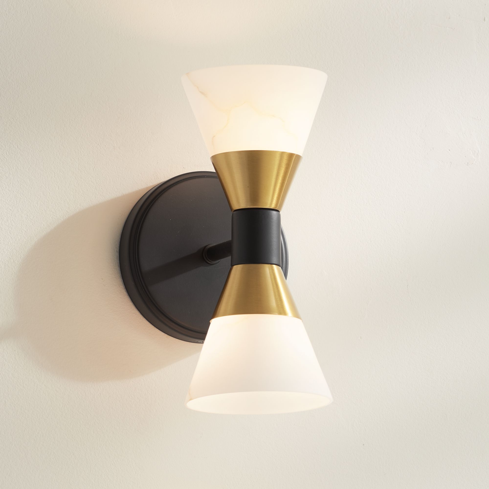 Possini Euro Domino 9 1/2"H Black Brass 2-Light Wall Sconce Set of 2