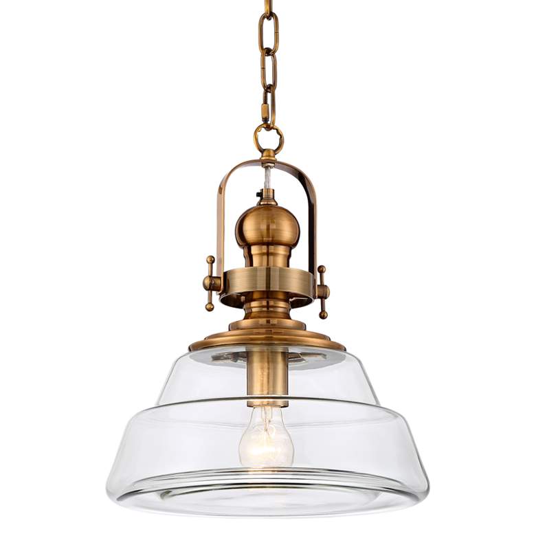 Image 2 Possini Euro Donovan 13 inch Antique Brass and Clear Glass Pendant Light
