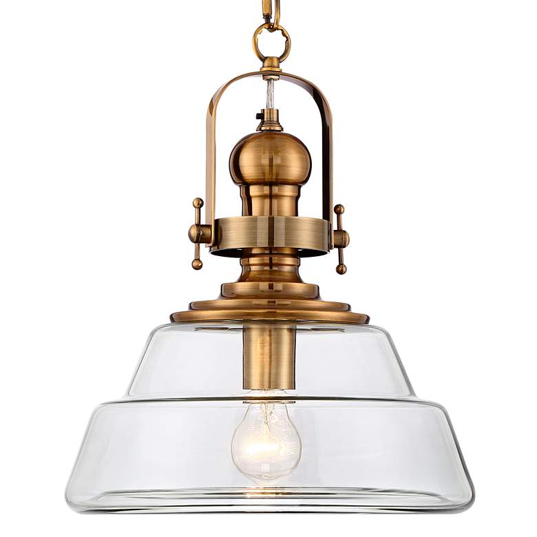 Image 3 Possini Euro Donovan 13" Antique Brass and Clear Glass Pendant Light more views