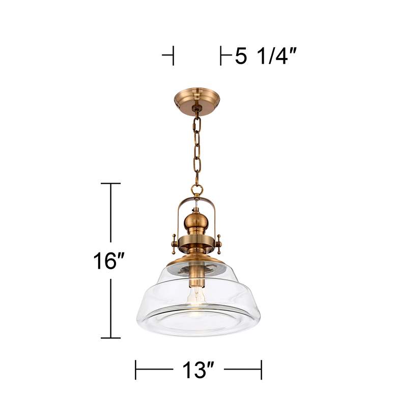 Image 7 Possini Euro Donovan 13 inch Antique Brass and Clear Glass Pendant Light more views