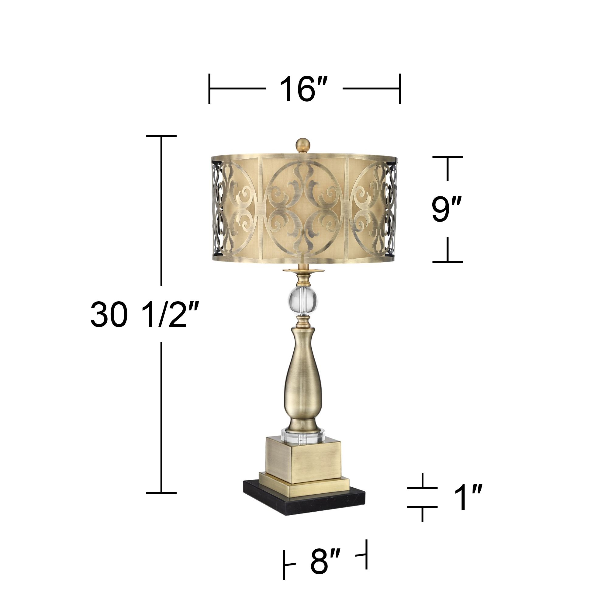 Possini Euro Doris 30 1/2" Brass Table Lamp with Black Marble Riser