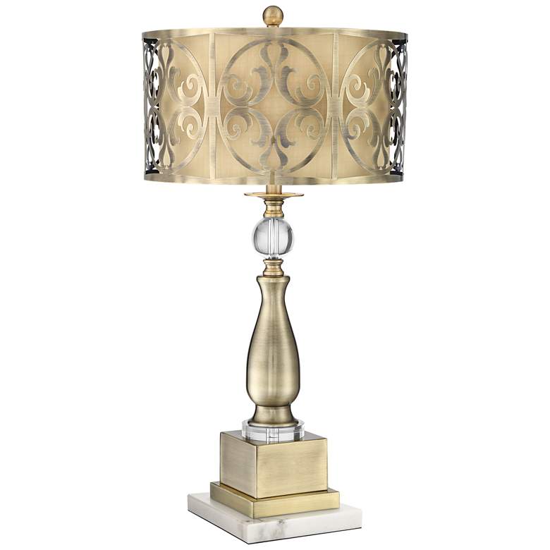 Image 1 Possini Euro Doris 30 1/2" Metal Lamp with Square White Marble Riser