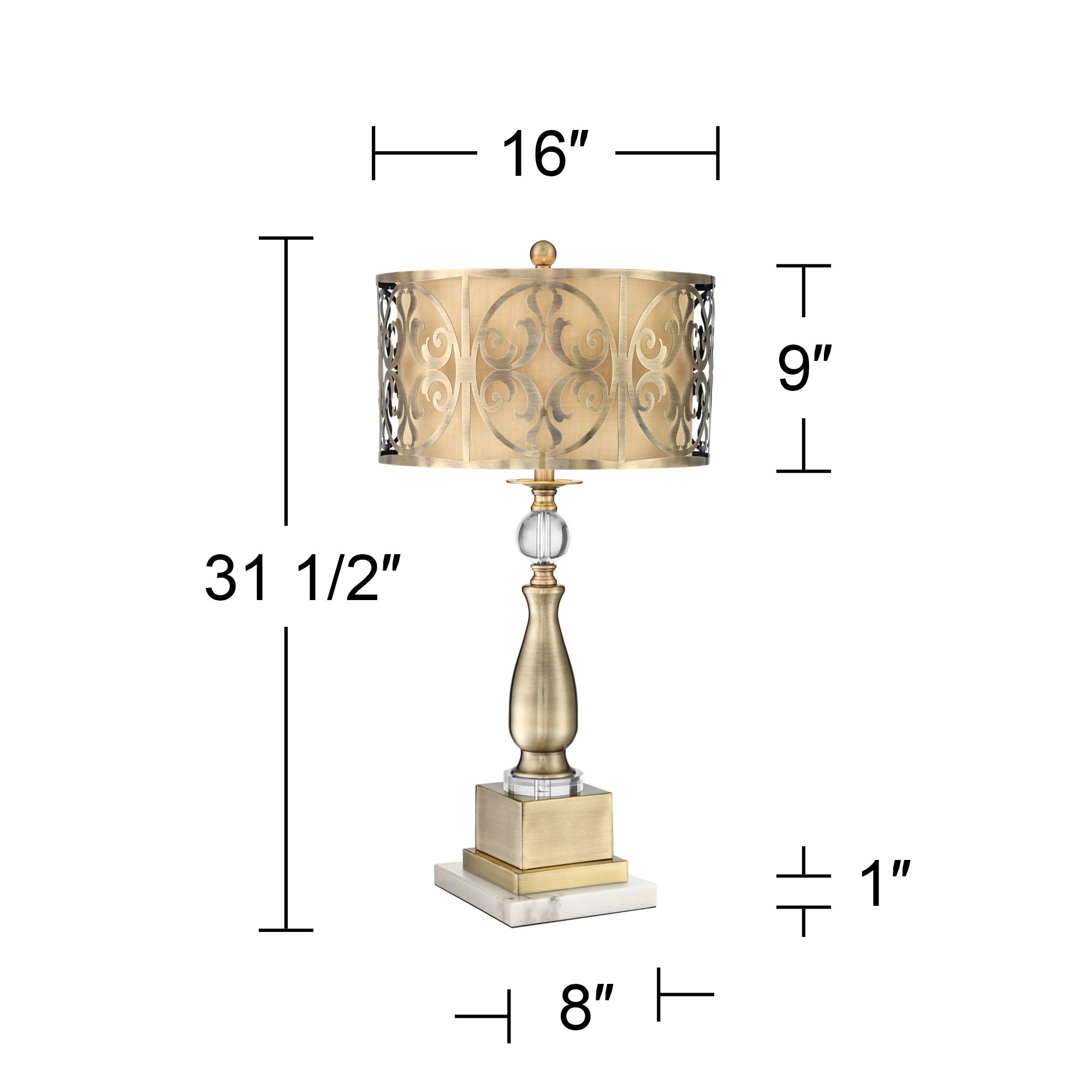 Possini Euro Doris 30 1/2" Metal Lamp with Square White Marble Riser
