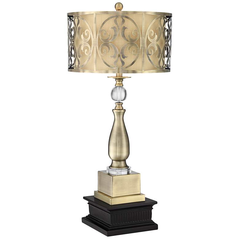 Image 1 Possini Euro Doris Brass Candlestick Table Lamp With Black Square Riser