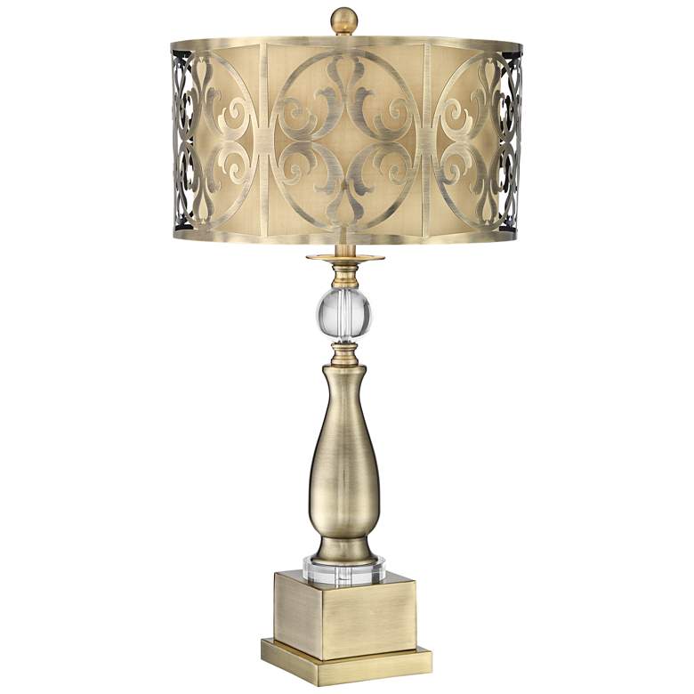 Image 2 Possini Euro Doris Brass Candlestick Table Lamp with Dimmer with USB Port