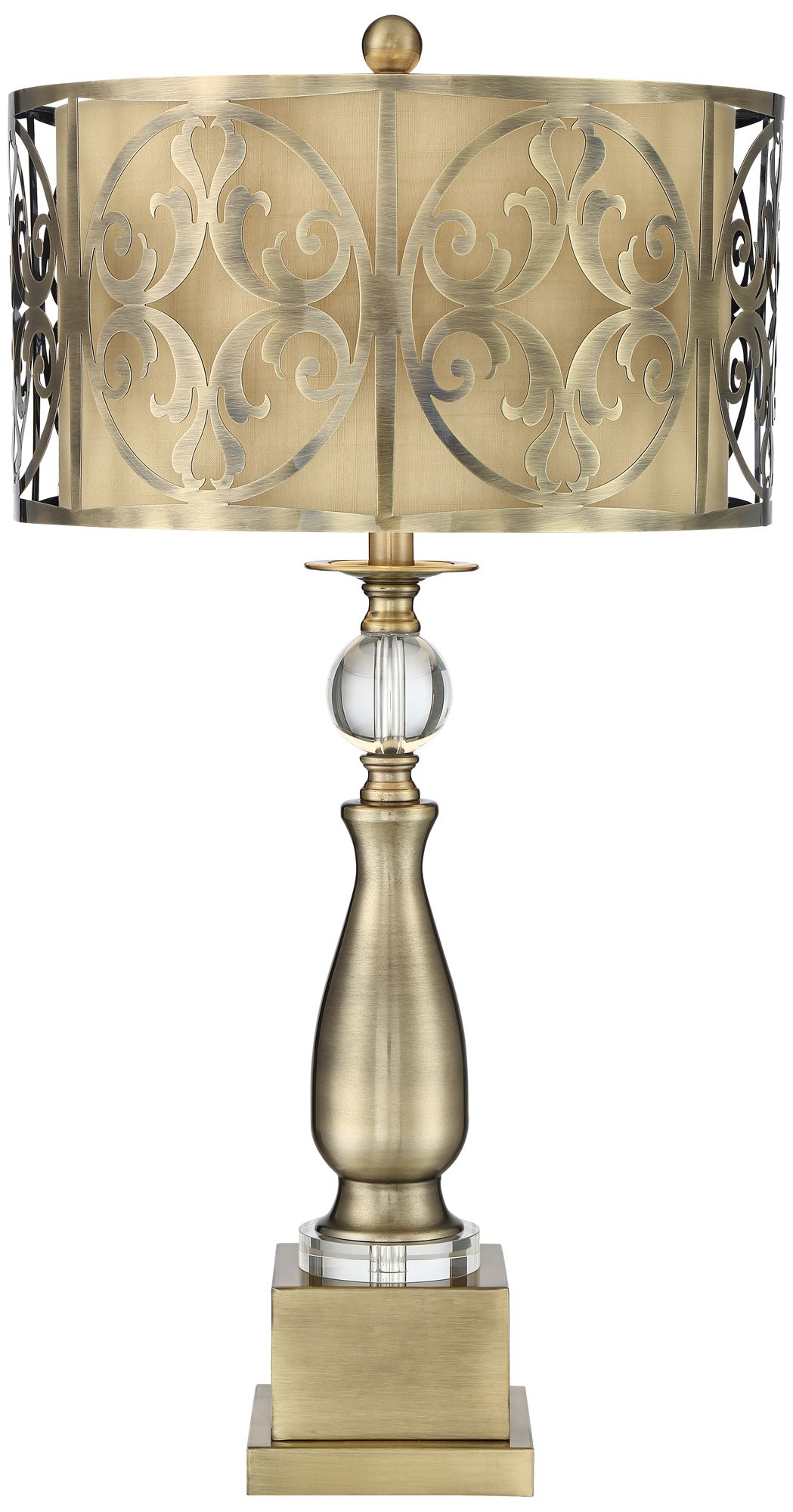 Possini Euro Doris Brass Candlestick Table Lamp with Dimmer with USB Port