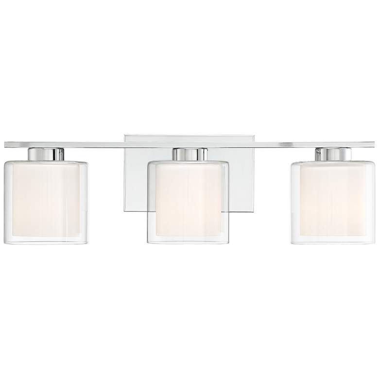 Image 4 Possini Euro Dorris 22" Wide Double Glass 3-Light Chrome Bath Light more views