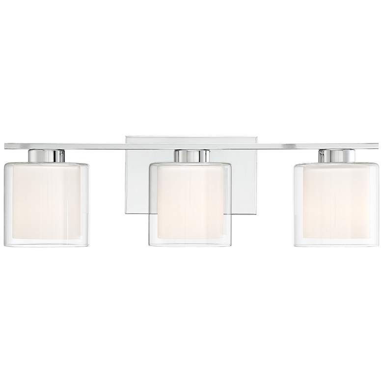 Image 4 Possini Euro Dorris 22 inch Wide Double Glass 3-Light Chrome Bath Light more views