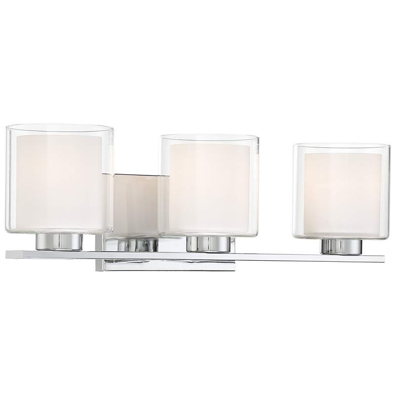 Image 5 Possini Euro Dorris 22 inch Wide Double Glass 3-Light Chrome Bath Light more views