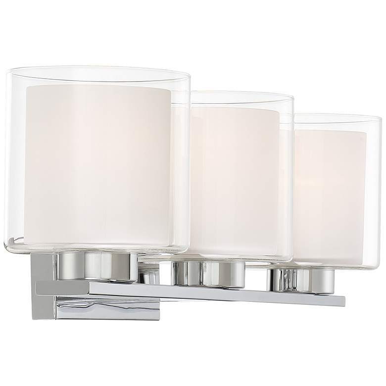 Image 6 Possini Euro Dorris 22 inch Wide Double Glass 3-Light Chrome Bath Light more views