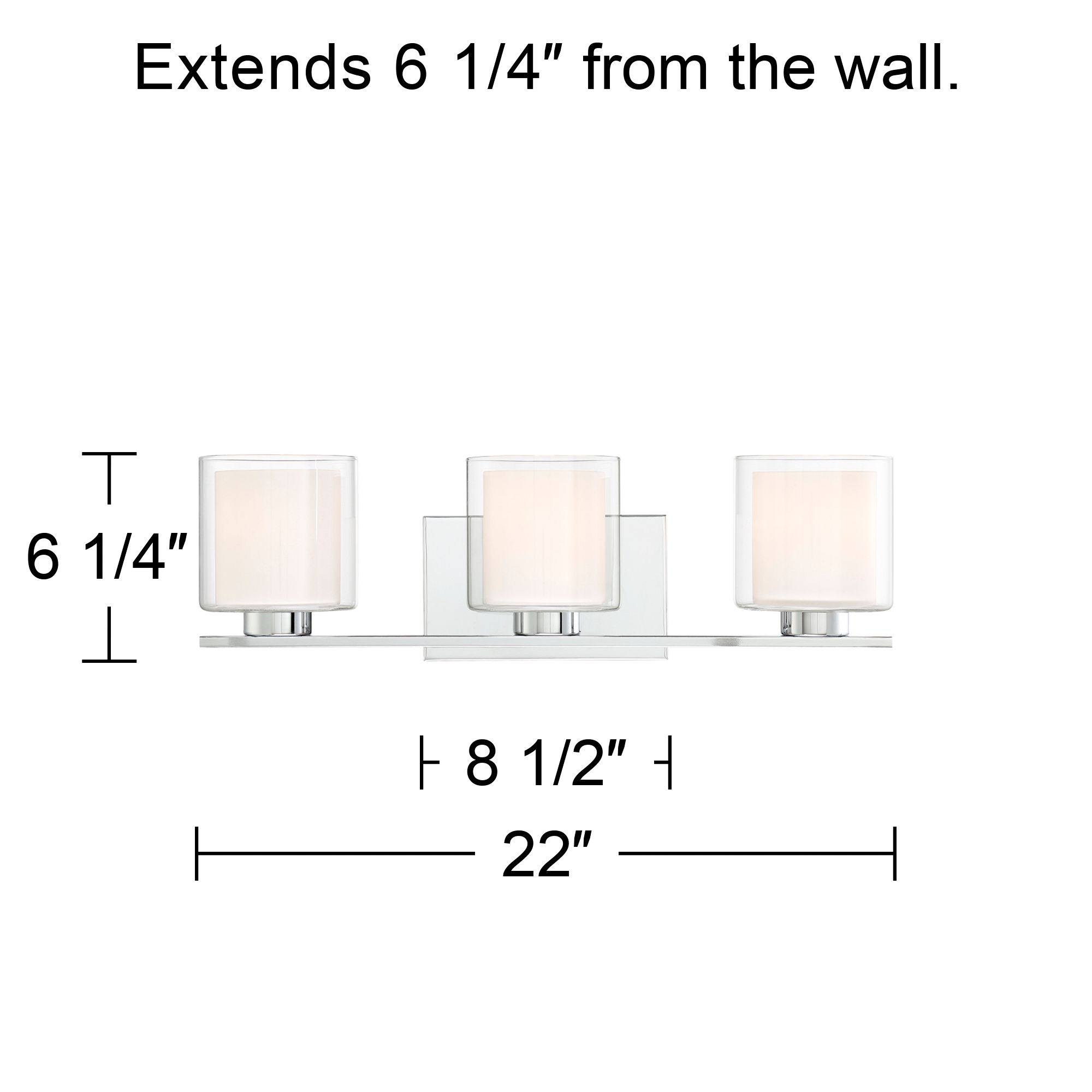 Possini Euro Dorris 22" Wide Double Glass 3-Light Chrome Bath Light