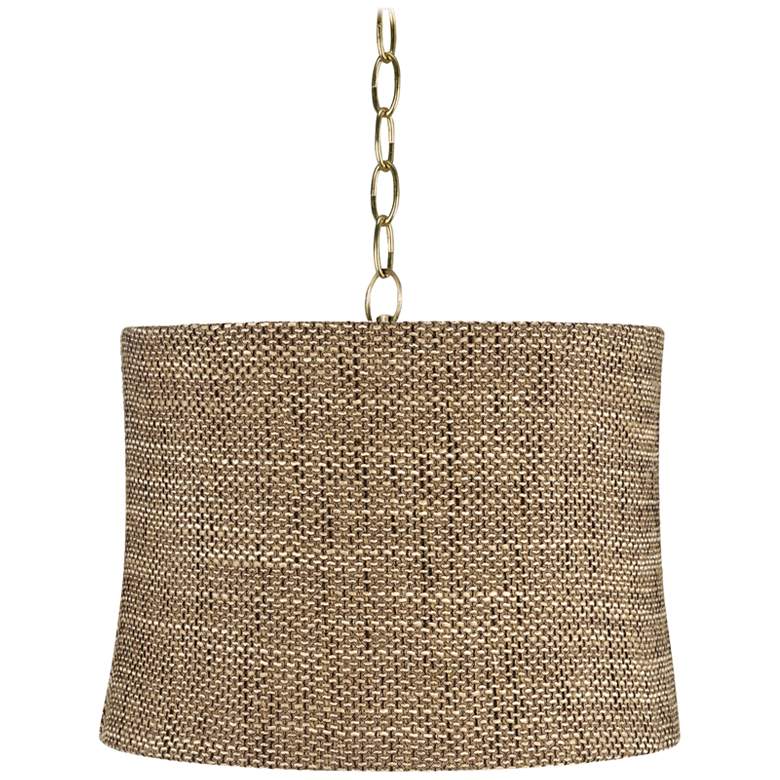 Image 1 Possini Euro Dortmund 14" Wide Antique Brass Shaded Pendant Light