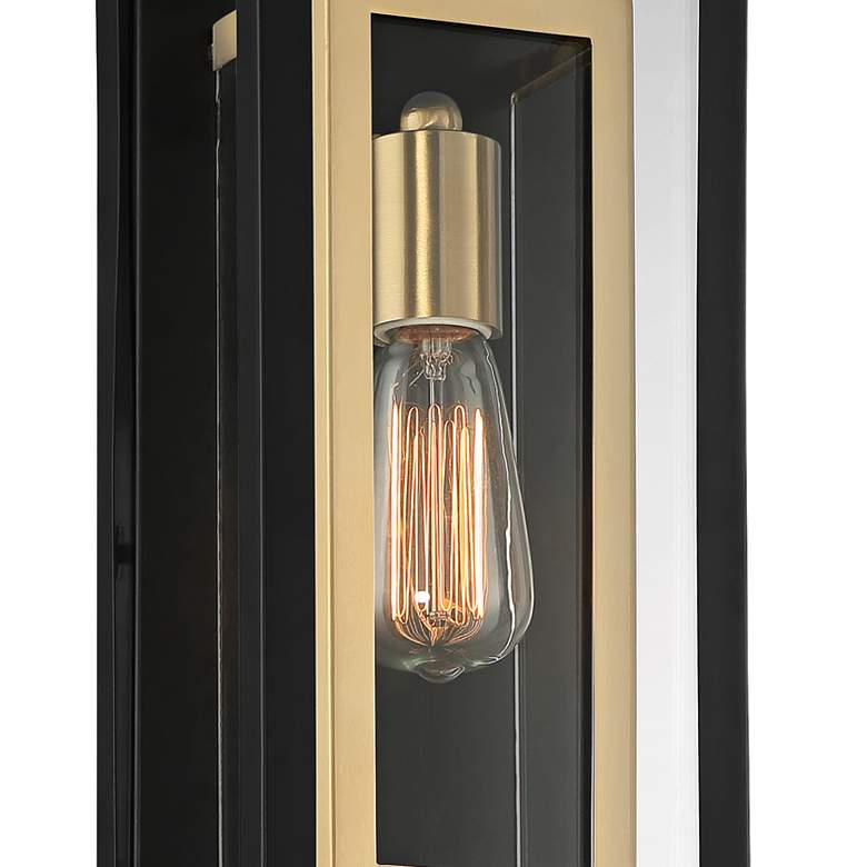 Possini Euro Double Box 15 1/2&quot; Black and Brass Outdoor Wall Light more views