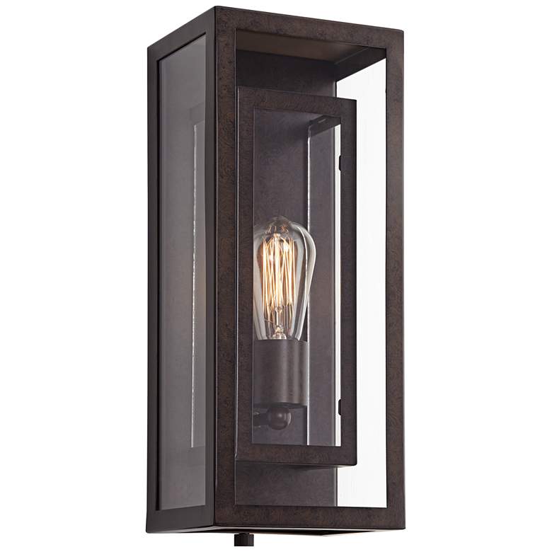 Image 3 Possini Euro Double Box 15 1/2" Bronze and Glass Outdoor Wall Light