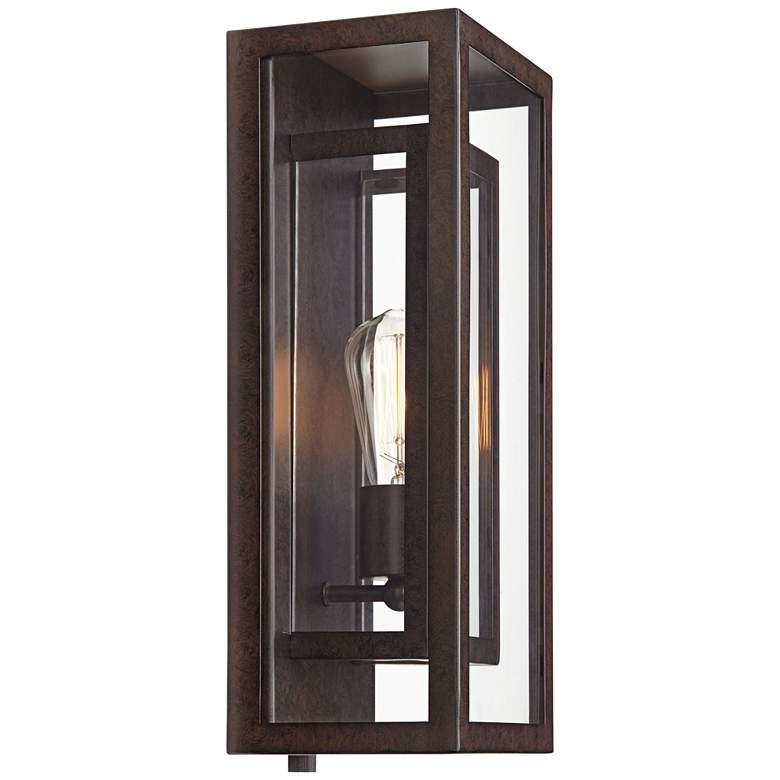 Image 7 Possini Euro Double Box 15 1/2" Bronze and Glass Outdoor Wall Light more views