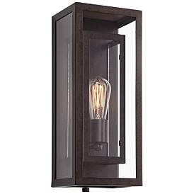 Image3 of Possini Euro Double Box 15 1/2" Glass and Bronze Outdoor Wall Light