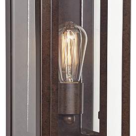 Image5 of Possini Euro Double Box 15 1/2" Glass and Bronze Outdoor Wall Light more views