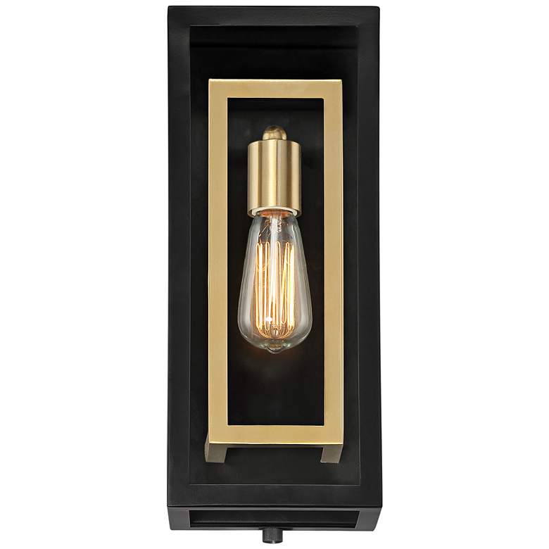 Image 4 Possini Euro Double Box 15 1/2" High Black and Brass Wall Sconce more views