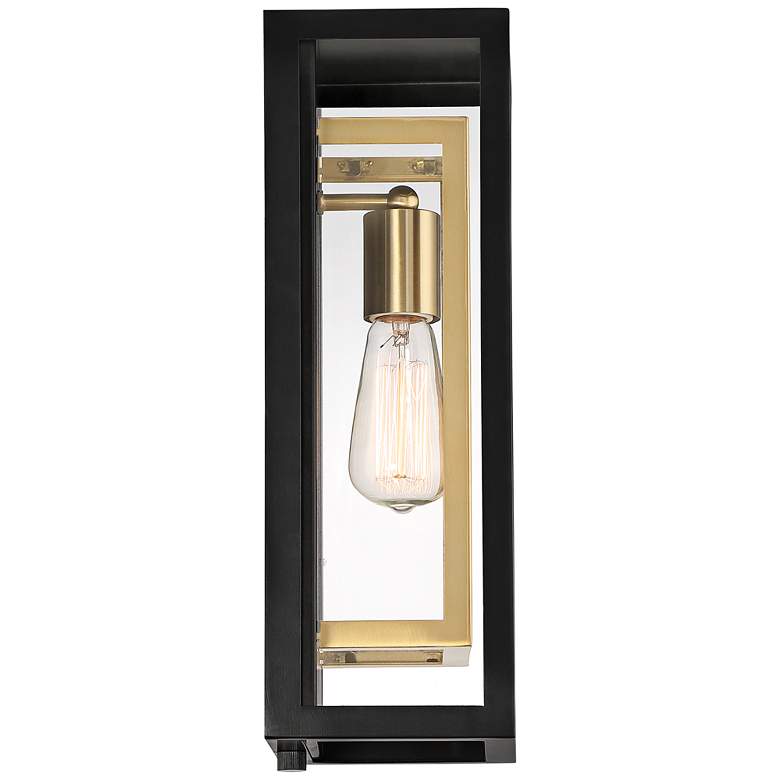 Image 6 Possini Euro Double Box 15 1/2" High Black and Brass Wall Sconce more views