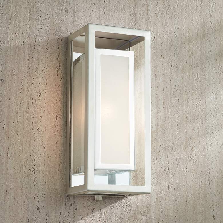 Image 7 Possini Euro Double Box 15 1/2 inch High Chrome Outdoor Wall Light more views