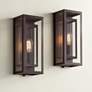 Possini Euro Double Box 15 1/2" High Glass and Bronze Sconces Set of 2