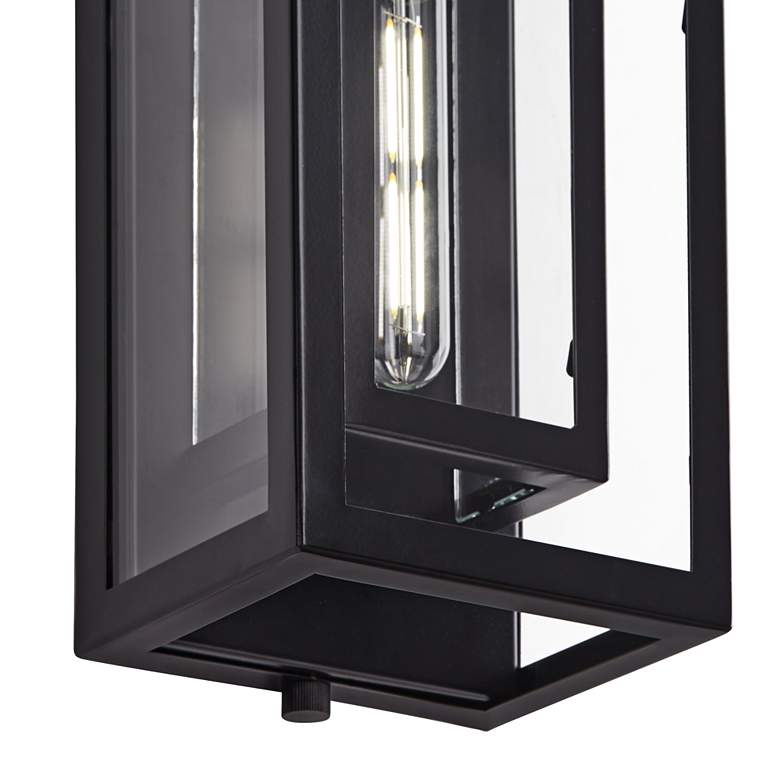 Image 4 Possini Euro Double Box 16 1/4" Black and Glass Outdoor Wall Light more views
