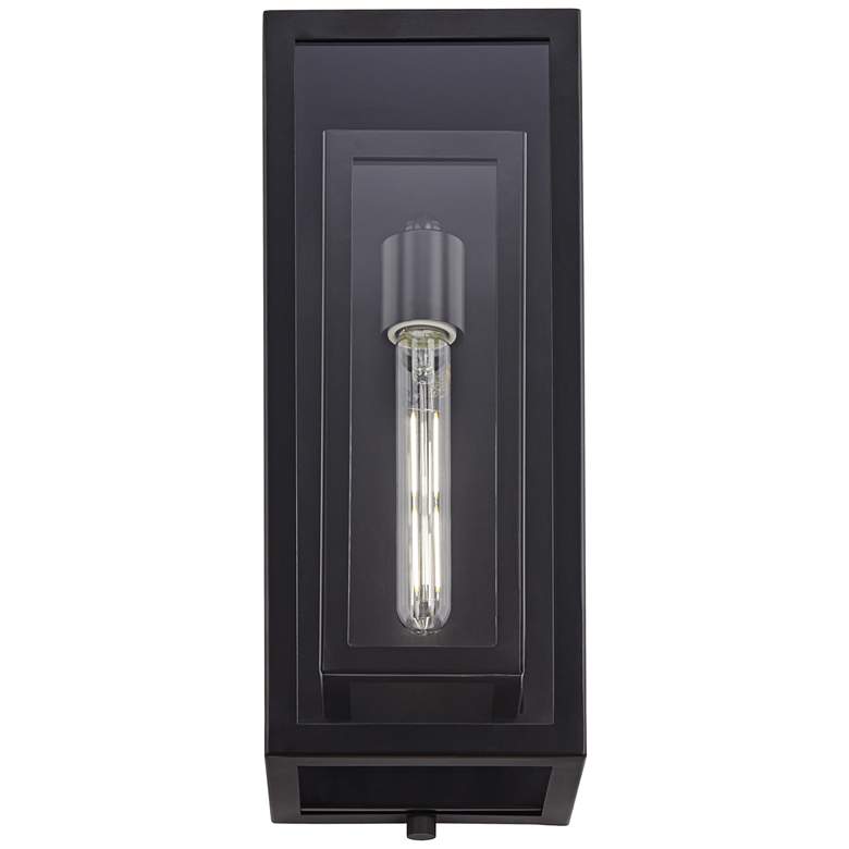 Image 5 Possini Euro Double Box 16 1/4" Black and Glass Outdoor Wall Light more views