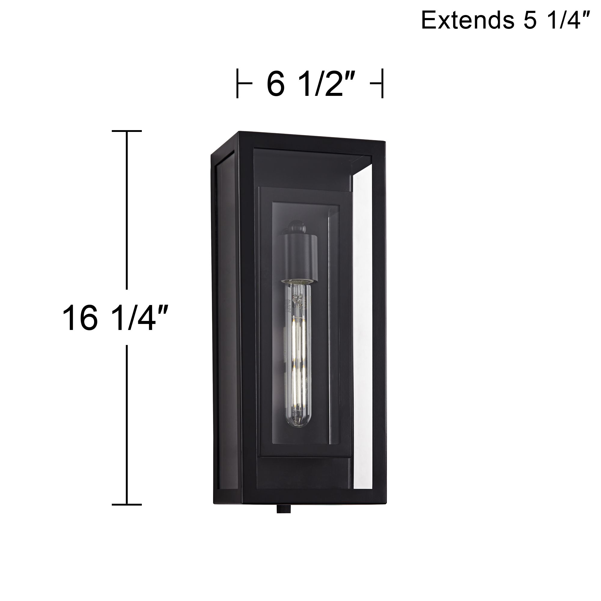 Possini Euro Double Box 16 1/4" Black and Glass Outdoor Wall Light