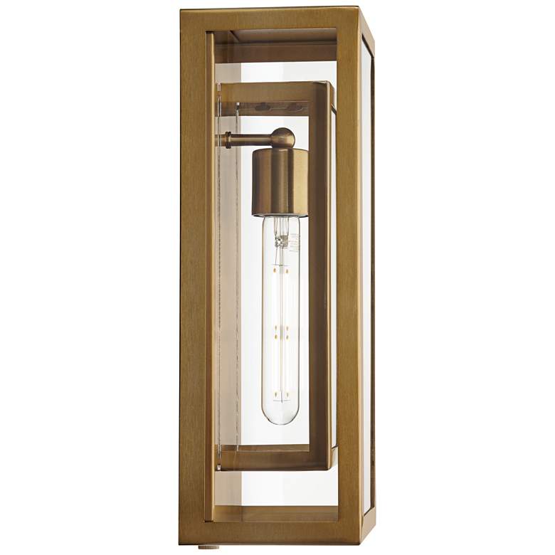 Image 7 Possini Euro Double Box 16 1/4" Warm Antique Brass Outdoor Wall Light more views