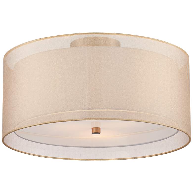 Image 2 Possini Euro Double Drum 18 inch Wide Champagne Ceiling Light