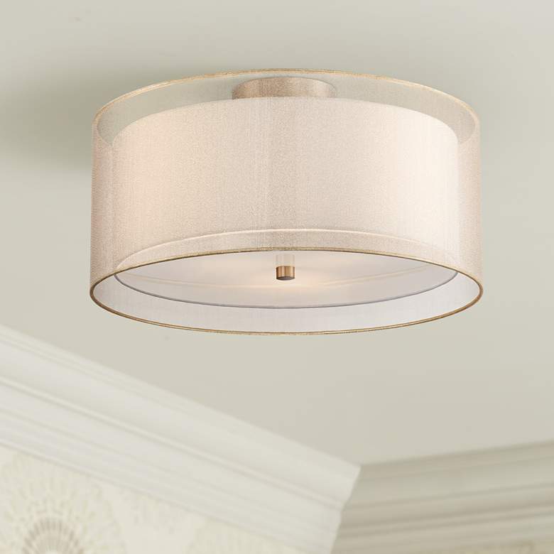 Image 1 Possini Euro Double Drum 18 inch Wide Champagne Ceiling Light