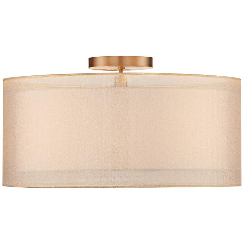 Image 5 Possini Euro Double Drum 18 inch Wide Champagne Ceiling Light more views