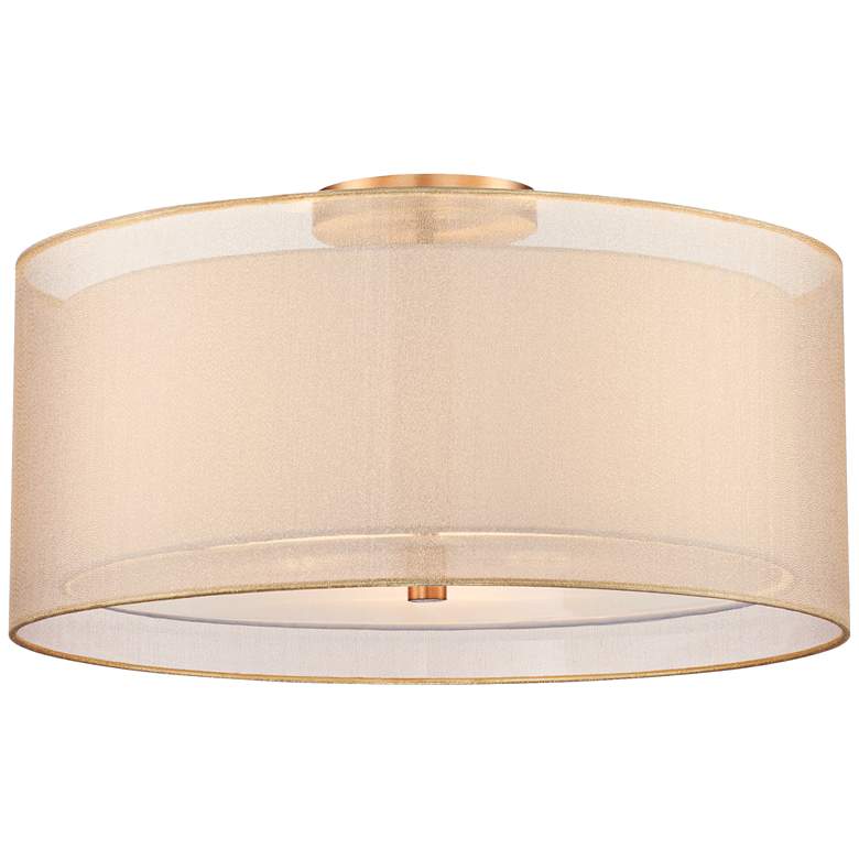 Image 6 Possini Euro Double Drum 18 inch Wide Champagne Ceiling Light more views