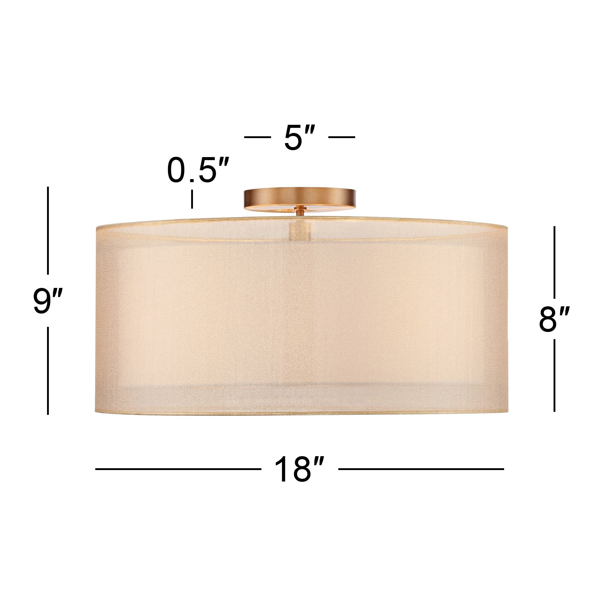 Possini Euro Double Drum 18" Wide Champagne Ceiling Light