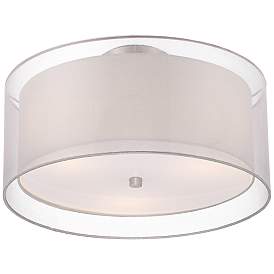 Image2 of Possini Euro Double Drum 18" Wide Modern White Ceiling Light