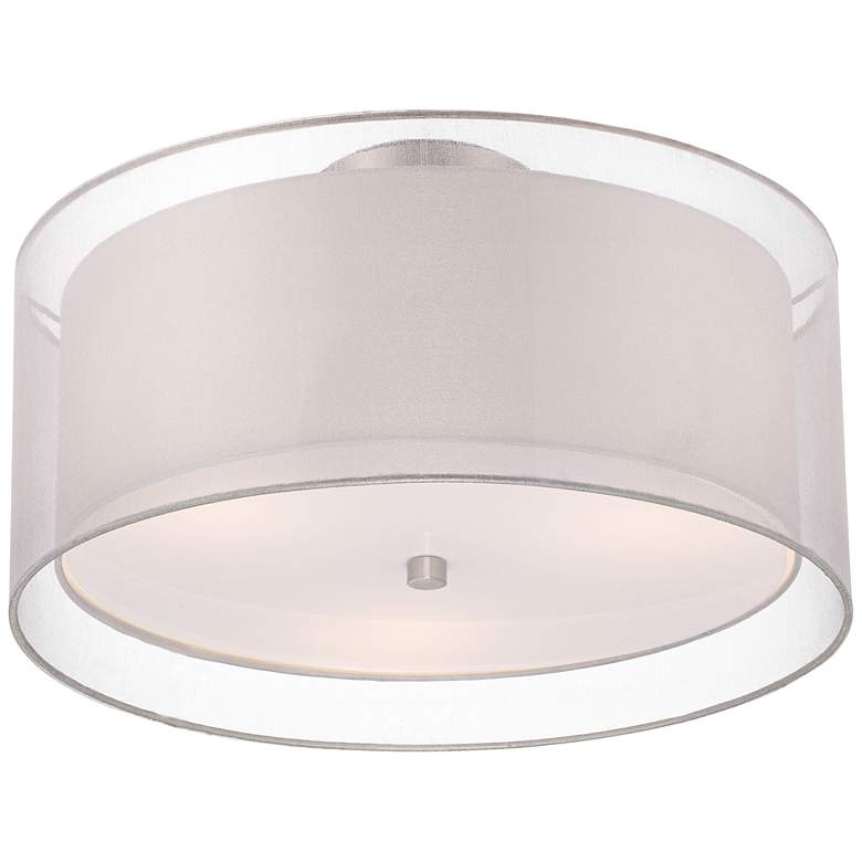 Image 2 Possini Euro Double Drum 18 inch Wide Modern White Ceiling Light