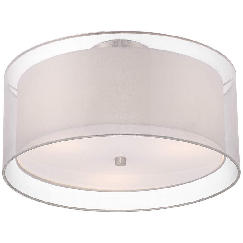 Image 2 Possini Euro Double Drum 18" Wide Modern White Ceiling Light