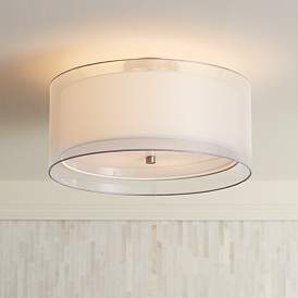 Image1 of Possini Euro Double Drum 18" Wide Modern White Ceiling Light